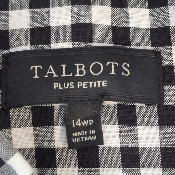 Talbots Classic Blazer Linen / Cotton Blend B&W Gingham NWOT *Flaw - Size 14WP - Picture 13 of 15